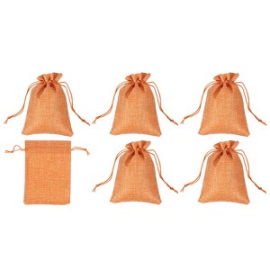 Unique Bargains Cotton Linen Bank Coin Change Bag with Drawstring 6 Pcs - 1 of 4