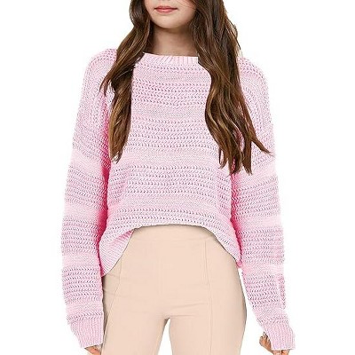 Girls Pullover Sweater Crewneck Long Sleeve Solid Soft Knit Sweater