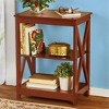 Collections Etc Rich Walnut Wood Side Table with 2 Storage Shelves 18 X 11.5 X 23.5 Brown N/A - 2 of 3