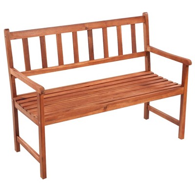 47.2" Taupe Cushion Solid Acacia Wood Patio Bench