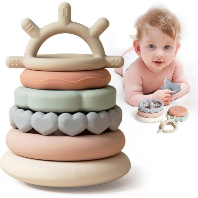 7-Piece Soft Teething Stacking Rings Toy for Babies