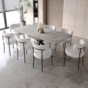 9-Piece Dining Set with Rectangle Kitchen Table and 8 Upholstered Armless Chairs - 1 of 4