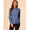 Allegra K Women's Regular Fit Point Collar Chest Pockets Button Down Dots Shirt - 3 of 4