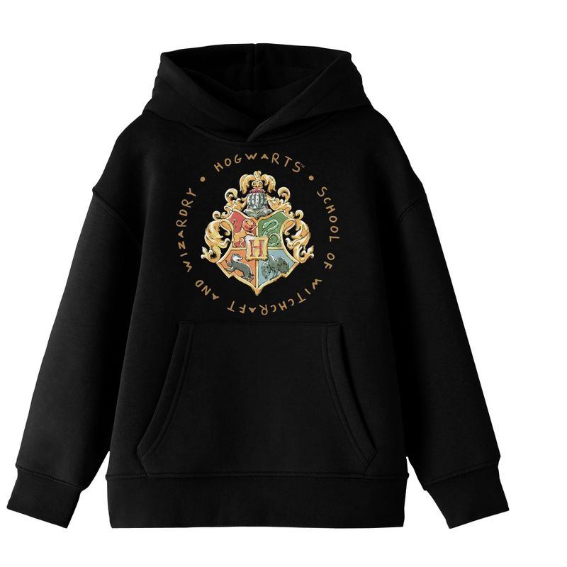 Harry Potter Hogwarts School Crest Boy's Black Sweatshirt, 1 of 3