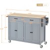 Multi-Functional Kitchen Island Cart with 2 Drawers, 4 Doors, Spice Racks & 5 Wheels, Rolling Storage Cabinet for Kitchen or Dining – The Pop Home - 3 of 4