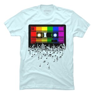 Adult Design By Humans Pride Rainbow Flag Music Note Cassette By Avocato T-Shirt - 1 of 3