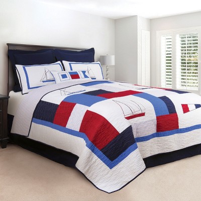 North Shore White and Blue Cotton Standard Sham