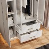 Bedroom Armoire Wardrobe Closet with Door & 2 Drawers, 71" Wood Wardrobe Storage Cabinet with LED, Hanging Rod, Freestanding Modern Armoire Closet - 4 of 4