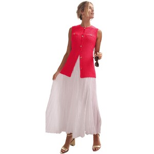 Jessica London Boxy Stitch Cardigan Sweater Vest - 1 of 2