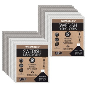 LOLA Swedish Dishcloths 20 Pk Biodegradable Reusable Paper Towels Absorbent Cellulose Kitchen Sponge Cloths Zero Waste Odor Free, Made in Germany - 1 of 4