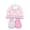 Hudson Baby Infant Girl Cotton Cap and Scratch Mitten Set, Blue Pink Floral, 0-6 Months - 2 of 4