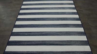 4'x6' Mitre Stripe Outdoor Rug Black - Threshold™