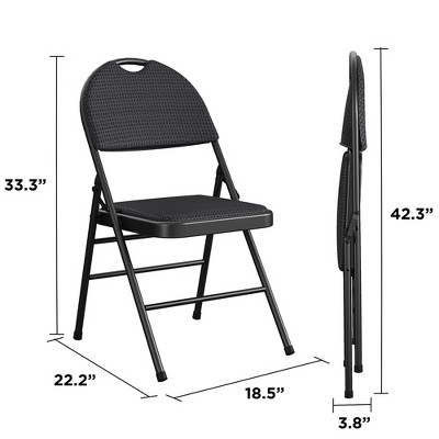 Sophisticated Black Fabric Padded Folding Chair, 4-Pack