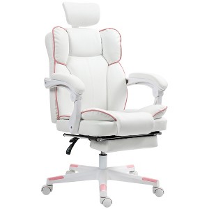 PU Leather Office Chair, Executive Desk Chair with Headrest, Foot Rest, Swivel Wheels, Reclining Computer Chair - 1 of 4