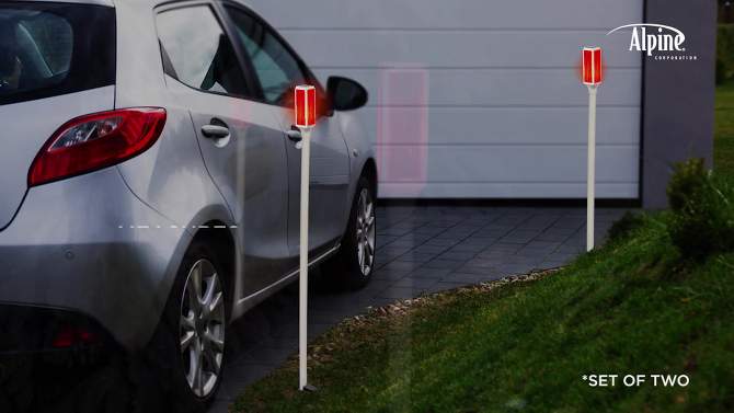 Set of 2 Tall Outdoor Solar Powered Driveway Markets with LED Lights White/Red - Alpine Corporation, 2 of 7, play video