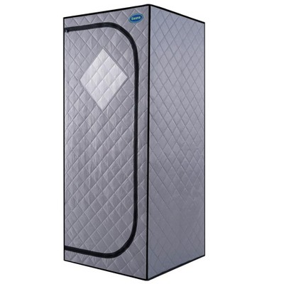 Portable Full Size Sauna Steam Tent, Polyester Personal Home Spa Box Steam Room with Infrared Panels, Foldable Chair, Reading Light, Heating Foot Pad