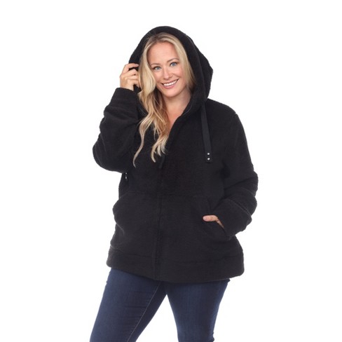 Plus Size Hooded High Pile Fleece Jacket Black 2x - White Mark : Target