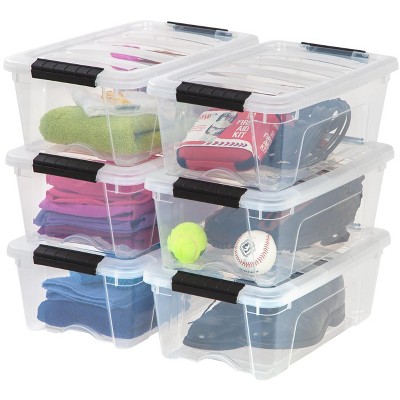 IRIS Plastic Storage Bins with Lids and Secure Latching Buckles - 6 Pack