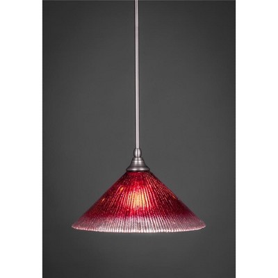 Toltec Lighting Any 1 - Light Pendant in  Brushed Nickel with 12" Raspberry Crystal Shade