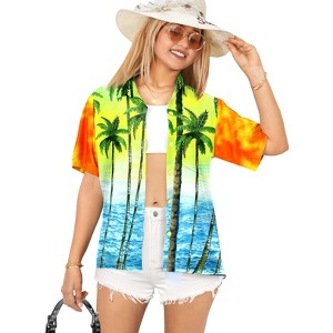 HAPPY BAY Button Down Shirt Casual Summer Beach Party Blouse Shirt Button Up Short Sleeve Vacation Hawaiian Shirts Tank Top Women - 1 of 4
