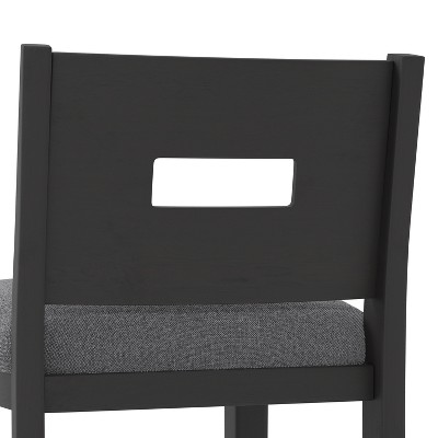 Allbritton Keyhole Black Wood Counter Height Stool with Dove Gray Seat