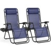 INFURNIC Outdoor Portable Chairs Patio Folding Recliners Lounge Chairs For Pool Beach Garden With Pillow And Cup Holder, Blue, 62.8"*24.22"*43.3" - 2 of 4