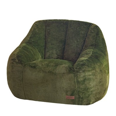 MAXYOYO Bean Bag Chair - Faux Fur Oversized Bean Bag Couch with High Backrest, Green