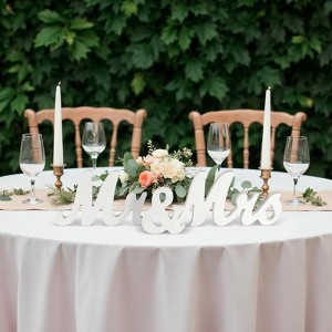 Mr & Mrs Sign, Large Mr and Mrs Sign for Wedding Table - Freestanding White Wooden Head Table Decor Wedding, Wedding Logo Decoracion - 1 of 4