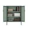 ORRD 32" Sage Green Metal Storage Cabinet with 2 Mesh Doors & Adjustable Shelves, Modern Accent Cabinet - 3 of 4