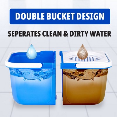 InstaMop Blue Microfiber Spin Mop and Bucket Set