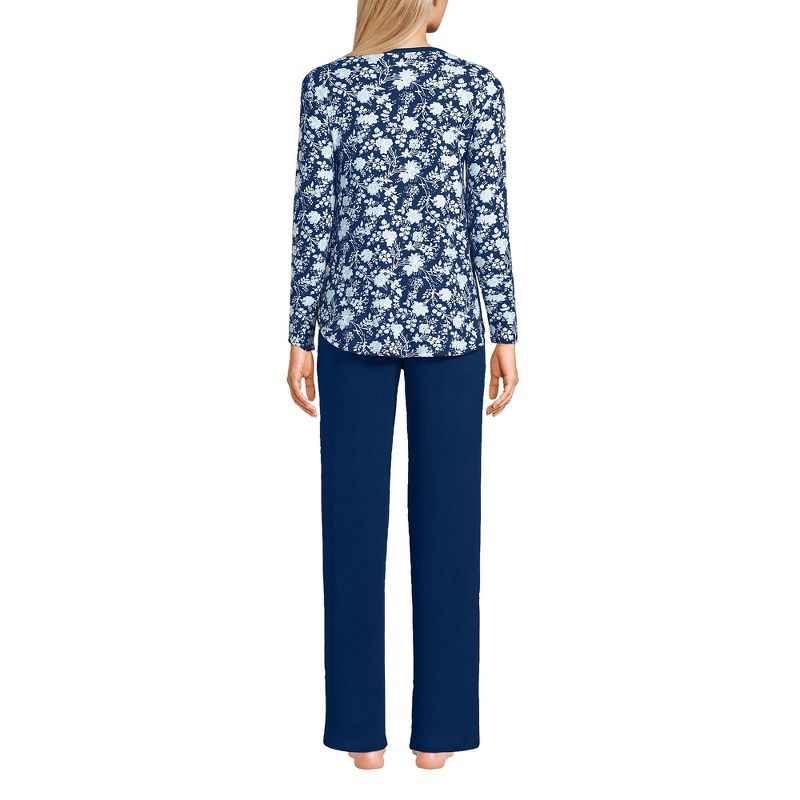 Lands' End Women's Cozy 2 Piece Pajama Set - Long Sleeve Top and Pants, 2 of 5