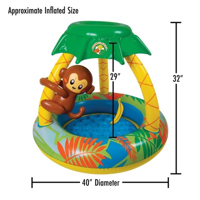 Go Bananas Monkey Multicolor Inflatable Kiddie Pool with Canopy