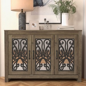 30 in. H x 44.4 in. W Wood 3 Doors Shoe Cabinet in Dusty Gray Oak, Knotty Oak - 1 of 4