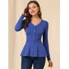 Allegra K Women's Slim Fit V-Neck Long Sleeve Ribbed Pullover Knitted Peplum Sweater - 3 of 4