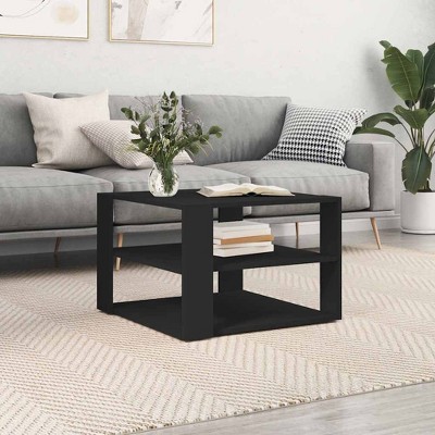 vidaXL Coffee Table Black Engineered wood Small Square Modern