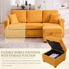 Okak Modern Corduroy L-Shaped Sofa Futon Couch with Storage Ottoman & Pillows,3-Seat Sofa Couch for Living Room,Apartment - 3 of 4