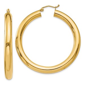Black Bow Jewelry 5mm, 14k Yellow Gold Classic Round Hoop Earrings, 45mm (1 3/4 Inch) - 1 of 4
