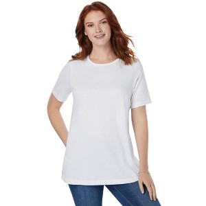 Woman Within Plus Size Perfect Short-Sleeve Scoopneck Tee - 1 of 4