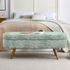 Sapphtopaz Pleated Fabric Ottoman with Storage, Upholstered Oval Ottoman Bench with Rubber Wood Legs, Multi-Functional Footstool or Seat - 2 of 4