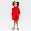 Toddler Girls' Long Sleeve Floral Embroidered Printed Dress - Cat & Jack™ Red - image 3 of 3