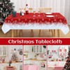 Red Christmas Tablecloths Collection Waterproof Holiday Dining Table Decor Indoor Outdoor with Snowflakes Tree Patterns - 3 of 4