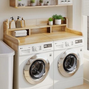 KTMBDW Washer Dryer Countertop, 27.5" x 54" Wood 2 Layer Washer and Dryer Countertop for Laundry Room Organization - 1 of 4