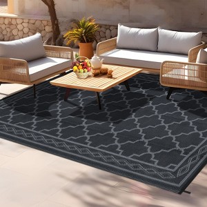 Waterproof Patio Rug Mat Outdoor Carpet Reversible RV Camping Portable Picnic Plastic Straw Rug Outside Area Rug for Balcony Deck Backyard Patio - 1 of 4