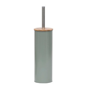 Evideco French Home Goods Metal Toilet Brush and Holder Set With Bamboo Lid - 1 of 4