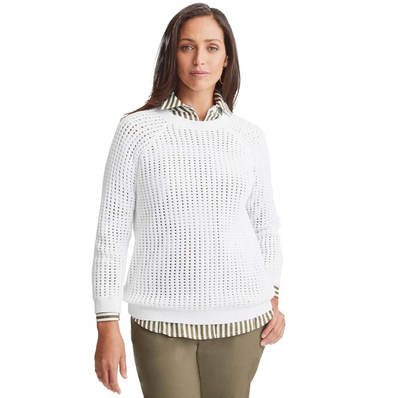 Jessica London Women's Plus Size Pointelle Crewneck Sweater, 1 of 2