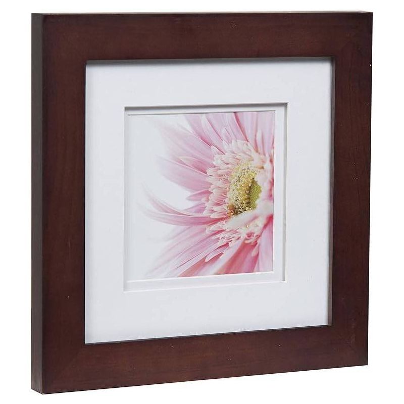 Gallery Solutions 8&#34;x8&#34; Flat Walnut Tabletop Wall Frame with Double White Mat 5&#34;x5&#34; Image, 2 of 5