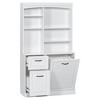NicBex Bathroom Floor Cabinet with Tilt-Out Hamper,70.9" Tall Freestanding Storage Cabinet with Drawers,MDF Linen Tower with Steel Handles,White - 2 of 4