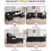 116 Inch Wide Faux Leather Sectional Couch with USB and Cup Holders , Comfy Tufted U Shaped Sofa and Chaise Lounge, Office Leather Sofa - 3 of 4