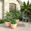 LeisureMod Dahlia Tapered Round Poly-Stone Planter Set with Drainage Holes, Weather-Resistant for Indoor/Outdoor Use – Set of 3 - 3 of 4