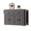 PAGED 74.5" Kitchen and Dining Room Cabinets, Rolling Kitchen Island on Wheels with Spice Rack and 2 Drawers, 4 Door Cabinet, for Dining Room - 2 of 4